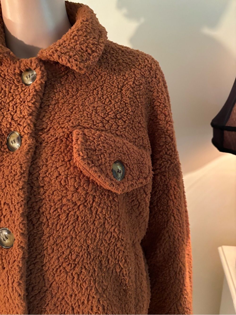 Hippie Rose Rust Teddy Sherpa Button-Up Jacket R1 - Picture 4 of 12